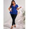 imageSOLY HUX Plus Size Women Sexy Half Zip Up Low Cut Short Sleeve Ruffle Babydoll Peplum TopsRoyal Blue