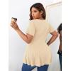 imageSOLY HUX Plus Size Women Sexy Half Zip Up Low Cut Short Sleeve Ruffle Babydoll Peplum TopsSolid Khaki