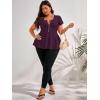 imageSOLY HUX Plus Size Women Sexy Half Zip Up Low Cut Short Sleeve Ruffle Babydoll Peplum TopsSolid Maroon