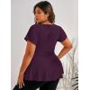 imageSOLY HUX Plus Size Women Sexy Half Zip Up Low Cut Short Sleeve Ruffle Babydoll Peplum TopsSolid Maroon