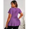 imageSOLY HUX Plus Size Women Sexy Half Zip Up Low Cut Short Sleeve Ruffle Babydoll Peplum TopsSolid Purple