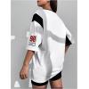 imageSOLY HUX Womens Jersey Shirts Oversized Letter Print Graphic Tees V Neck Half Sleeve T Shirt Summer TopsBlack and White Letter