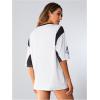 imageSOLY HUX Womens Jersey Shirts Oversized Letter Print Graphic Tees V Neck Half Sleeve T Shirt Summer TopsWhite Letter