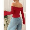 imageSOLY HUX Womens Long Bell Sleeve Crop Top Off The Shoulder Going Out Tops Sexy Y2K Fitted Tee ShirtsSolid Red