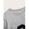 imageSOLY HUX Womens Number Graphic Tees Letter Print Off The Shoulder Short Sleeve Loose T Shirt TopsGrey Letter