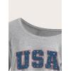 imageSOLY HUX Womens Number Graphic Tees Letter Print Off The Shoulder Short Sleeve Loose T Shirt TopsGrey Letter Printed