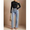 imageSOLY HUX Womens Off The Shoulder Tops Long Sleeve Ruched Sheer Tee Shirts Asymmetrical Slim Fit Going Out Tee TopPure Black