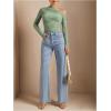 imageSOLY HUX Womens Off The Shoulder Tops Long Sleeve Ruched Sheer Tee Shirts Asymmetrical Slim Fit Going Out Tee TopSolid Mint Green