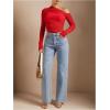 imageSOLY HUX Womens Off The Shoulder Tops Long Sleeve Ruched Sheer Tee Shirts Asymmetrical Slim Fit Going Out Tee TopSolid Red