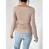 imageSOLY HUX Womens Ruched T Shirt Off The Shoulder Long Sleeve Tee Slim Fit Fall TopsPure Apricot