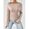 imageSOLY HUX Womens Ruched T Shirt Off The Shoulder Long Sleeve Tee Slim Fit Fall TopsPure Apricot