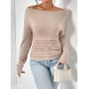 imageSOLY HUX Womens Ruched T Shirt Off The Shoulder Long Sleeve Tee Slim Fit Fall TopsPure Apricot