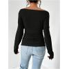 imageSOLY HUX Womens Ruched T Shirt Off The Shoulder Long Sleeve Tee Slim Fit Fall TopsPure Black