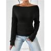 imageSOLY HUX Womens Ruched T Shirt Off The Shoulder Long Sleeve Tee Slim Fit Fall TopsPure Black