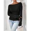 imageSOLY HUX Womens Ruched T Shirt Off The Shoulder Long Sleeve Tee Slim Fit Fall TopsPure Black