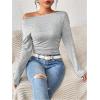 imageSOLY HUX Womens Ruched T Shirt Off The Shoulder Long Sleeve Tee Slim Fit Fall TopsPure Grey