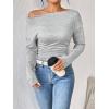 imageSOLY HUX Womens Ruched T Shirt Off The Shoulder Long Sleeve Tee Slim Fit Fall TopsPure Grey
