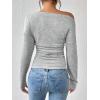 imageSOLY HUX Womens Ruched T Shirt Off The Shoulder Long Sleeve Tee Slim Fit Fall TopsPure Grey