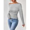 imageSOLY HUX Womens Ruched T Shirt Off The Shoulder Long Sleeve Tee Slim Fit Fall TopsPure Grey