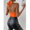 imageSOLY HUX Womens Sexy Deep VNeck Halter Crop Top Summer Beach Vacation Clothes Y2K Trendy Tank Top for Going Out PartyBurnt Orange
