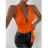 imageSOLY HUX Womens Sexy Deep VNeck Halter Crop Top Summer Beach Vacation Clothes Y2K Trendy Tank Top for Going Out PartyBurnt Orange