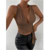 imageSOLY HUX Womens Sexy Deep VNeck Halter Crop Top Summer Beach Vacation Clothes Y2K Trendy Tank Top for Going Out PartyCoffee Brown