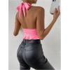 imageSOLY HUX Womens Sexy Deep VNeck Halter Crop Top Summer Beach Vacation Clothes Y2K Trendy Tank Top for Going Out PartyCoral Pink