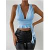 imageSOLY HUX Womens Sexy Deep VNeck Halter Crop Top Summer Beach Vacation Clothes Y2K Trendy Tank Top for Going Out PartyLight Blue