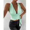 imageSOLY HUX Womens Sexy Deep VNeck Halter Crop Top Summer Beach Vacation Clothes Y2K Trendy Tank Top for Going Out PartyLight Green