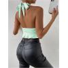 imageSOLY HUX Womens Sexy Deep VNeck Halter Crop Top Summer Beach Vacation Clothes Y2K Trendy Tank Top for Going Out PartyLight Green