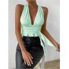 imageSOLY HUX Womens Sexy Deep VNeck Halter Crop Top Summer Beach Vacation Clothes Y2K Trendy Tank Top for Going Out PartyLight Green