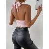 imageSOLY HUX Womens Sexy Deep VNeck Halter Crop Top Summer Beach Vacation Clothes Y2K Trendy Tank Top for Going Out PartyLight Pink