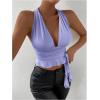imageSOLY HUX Womens Sexy Deep VNeck Halter Crop Top Summer Beach Vacation Clothes Y2K Trendy Tank Top for Going Out PartyMauve Purple