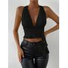 imageSOLY HUX Womens Sexy Deep VNeck Halter Crop Top Summer Beach Vacation Clothes Y2K Trendy Tank Top for Going Out PartyPlain Black