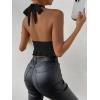 imageSOLY HUX Womens Sexy Deep VNeck Halter Crop Top Summer Beach Vacation Clothes Y2K Trendy Tank Top for Going Out PartyPlain Black