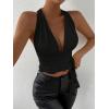 imageSOLY HUX Womens Sexy Deep VNeck Halter Crop Top Summer Beach Vacation Clothes Y2K Trendy Tank Top for Going Out PartyPlain Black