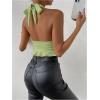 imageSOLY HUX Womens Sexy Deep VNeck Halter Crop Top Summer Beach Vacation Clothes Y2K Trendy Tank Top for Going Out PartyPlain Green