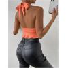imageSOLY HUX Womens Sexy Deep VNeck Halter Crop Top Summer Beach Vacation Clothes Y2K Trendy Tank Top for Going Out PartyPlain Orange