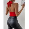 imageSOLY HUX Womens Sexy Deep VNeck Halter Crop Top Summer Beach Vacation Clothes Y2K Trendy Tank Top for Going Out PartyPlain Red