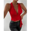 imageSOLY HUX Womens Sexy Deep VNeck Halter Crop Top Summer Beach Vacation Clothes Y2K Trendy Tank Top for Going Out PartyPlain Red
