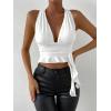imageSOLY HUX Womens Sexy Deep VNeck Halter Crop Top Summer Beach Vacation Clothes Y2K Trendy Tank Top for Going Out PartyPlain White