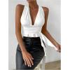 imageSOLY HUX Womens Sexy Deep VNeck Halter Crop Top Summer Beach Vacation Clothes Y2K Trendy Tank Top for Going Out PartyPlain White