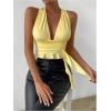 imageSOLY HUX Womens Sexy Deep VNeck Halter Crop Top Summer Beach Vacation Clothes Y2K Trendy Tank Top for Going Out PartyPlain Yellow