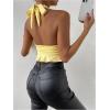 imageSOLY HUX Womens Sexy Deep VNeck Halter Crop Top Summer Beach Vacation Clothes Y2K Trendy Tank Top for Going Out PartyPlain Yellow