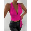 imageSOLY HUX Womens Sexy Deep VNeck Halter Crop Top Summer Beach Vacation Clothes Y2K Trendy Tank Top for Going Out PartyRed Violet