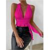 imageSOLY HUX Womens Sexy Deep VNeck Halter Crop Top Summer Beach Vacation Clothes Y2K Trendy Tank Top for Going Out PartyRed Violet