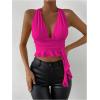 imageSOLY HUX Womens Sexy Deep VNeck Halter Crop Top Summer Beach Vacation Clothes Y2K Trendy Tank Top for Going Out PartyRed Violet