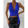 imageSOLY HUX Womens Sexy Deep VNeck Halter Crop Top Summer Beach Vacation Clothes Y2K Trendy Tank Top for Going Out PartyRoyal Blue
