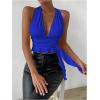 imageSOLY HUX Womens Sexy Deep VNeck Halter Crop Top Summer Beach Vacation Clothes Y2K Trendy Tank Top for Going Out PartyRoyal Blue