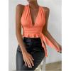 imageSOLY HUX Womens Sexy Deep VNeck Halter Crop Top Summer Beach Vacation Clothes Y2K Trendy Tank Top for Going Out PartySolid Coral Pink